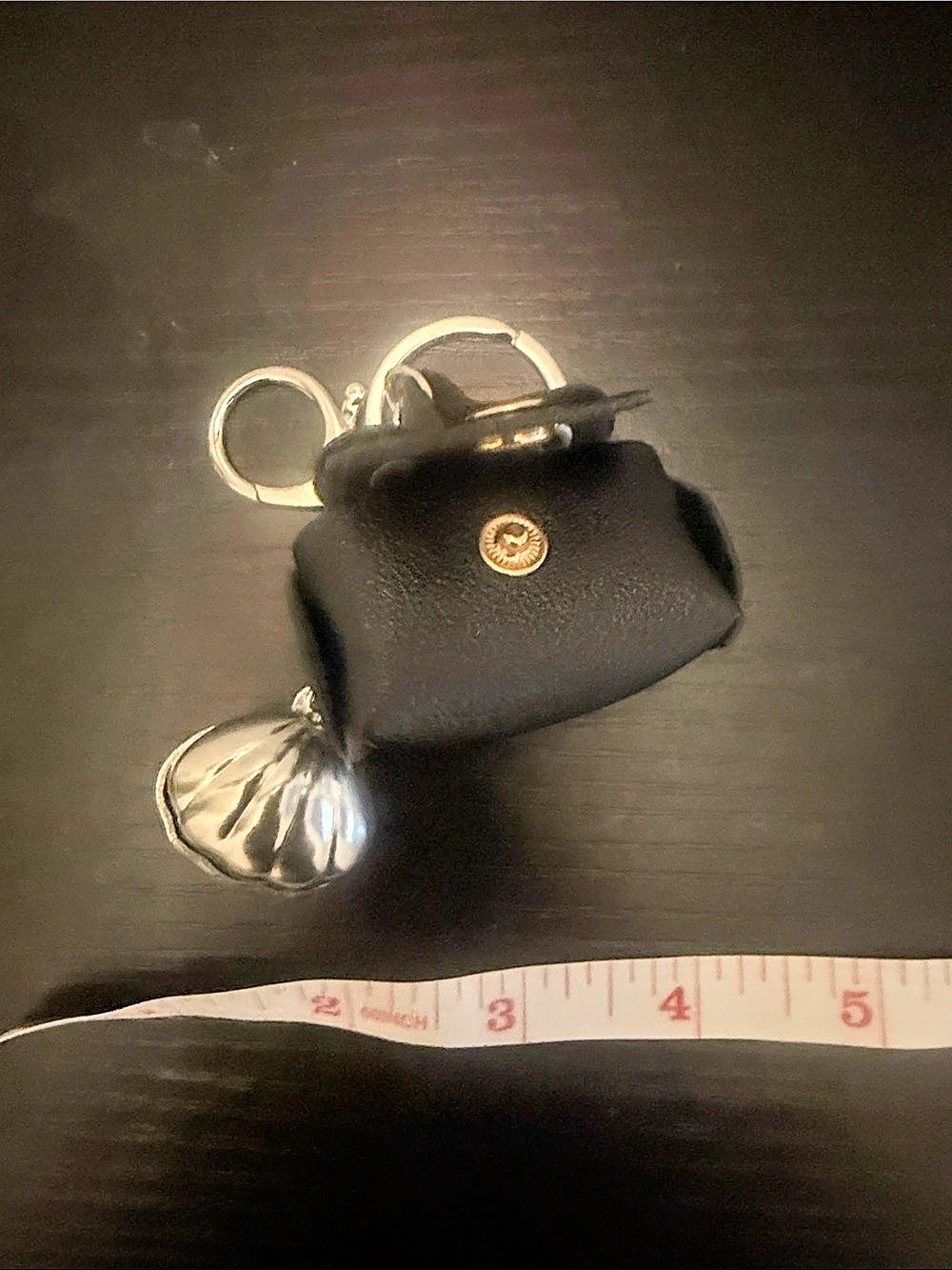 Inspired Black & Silver Shell Charm Keychain Pouch - Picture 5 of 5